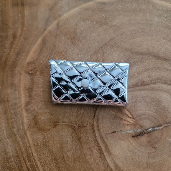 RARE! VINTAGE MATTEL BARBIE DOLL METALLIC QUILTED Silver CLUTCH PURSE HANDBAG